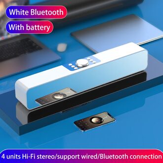 Led Tv Geluid Bar Wekker Bedrade Draadloze Bluetooth Speaker Home Theater Surround Subwoofer Aux Usb Voor Pc Tv Computer speaker wit standaard