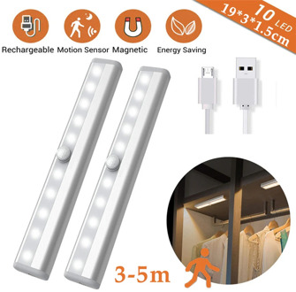 LED Under Cabinet Light USB Rechargeable Motion Sensor Closet Lights Wireless Magnetic LED Night Light Strip Stairs Kitchen