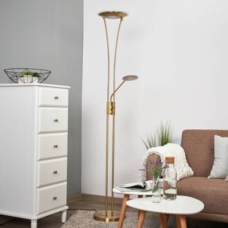 LED uplighter Eda, hoogte 180 cm, messing, dimbaar mat messing, wit mat