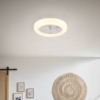 LED-ventilator Mora, DC, stil, Ø 45 cm, CCT, afstandsbediening wit
