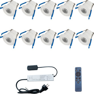 LED Veranda Spot Complete Set - Velvalux - 10 Stuks - 3W - Warm Wit 3000K - Dimbaar - Waterdicht IP65 - Inbouw - Rond