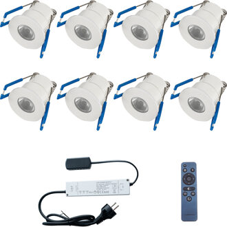 LED Veranda Spot Complete Set - Velvalux - 8 Stuks - 3W - Warm Wit 3000K - Dimbaar - Waterdicht IP65 - Inbouw - Rond