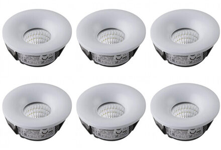 LED Veranda Spot Verlichting 6 Pack - Inbouw Rond 3W - Natuurlijk Wit 4200K - Mat Wit Aluminium - Ø48.5mm