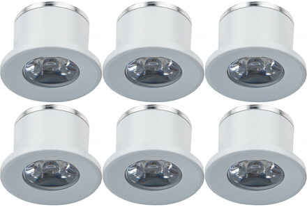 LED Veranda Spot Verlichting 6 Pack - Velvalux - 1W - Natuurlijk Wit 4000K - Inbouw - Dimbaar - Rond - Mat Wit