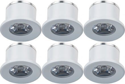 LED Veranda Spot Verlichting 6 Pack - Velvalux - 1W - Warm Wit 3000K - Inbouw - Rond - Mat Wit - Aluminium - Ø31mm