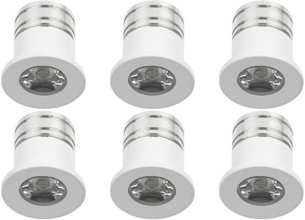 LED Veranda Spot Verlichting 6 Pack - Velvalux - 3W - Natuurlijk Wit 4000K - Inbouw - Dimbaar - Rond - Mat Wit