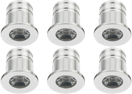 LED Veranda Spot Verlichting 6 Pack - Velvalux - 3W - Natuurlijk Wit 4000K - Inbouw - Dimbaar - Rond - Mat Zilver - Zilverkleurig