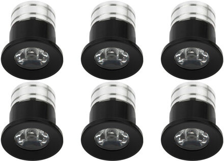 LED Veranda Spot Verlichting 6 Pack - Velvalux - 3W - Natuurlijk Wit 4000K - Inbouw - Dimbaar - Rond - Mat Zwart