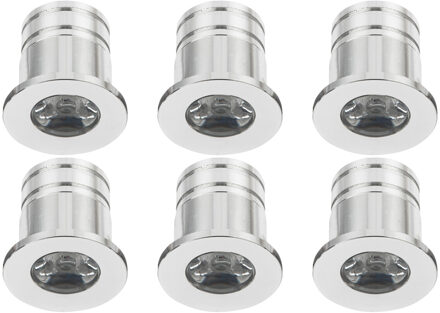 LED Veranda Spot Verlichting 6 Pack - Velvalux - 3W - Natuurlijk Wit 4000K - Inbouw - Rond - Mat Zilver - Aluminium - Zilverkleurig