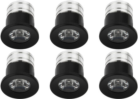 LED Veranda Spot Verlichting 6 Pack - Velvalux - 3W - Natuurlijk Wit 4000K - Inbouw - Rond - Mat Zwart - Aluminium