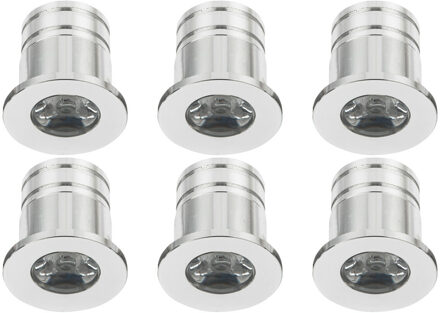 LED Veranda Spot Verlichting 6 Pack - Velvalux - 3W - Warm Wit 3000K - Inbouw - Dimbaar - Rond - Mat Zilver - Aluminium Zilverkleurig