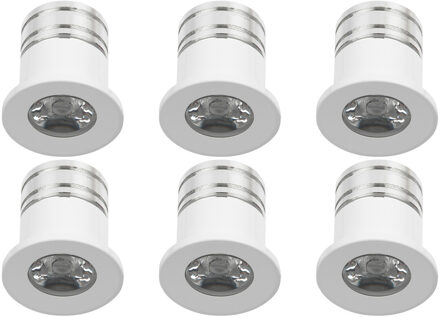 LED Veranda Spot Verlichting 6 Pack - Velvalux - 3W - Warm Wit 3000K - Inbouw - Rond - Mat Wit - Aluminium - Ø31mm