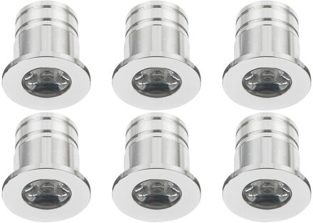 LED Veranda Spot Verlichting 6 Pack - Velvalux - 3W - Warm Wit 3000K - Inbouw - Rond - Mat Zilver - Aluminium - Ø31mm Zilverkleurig