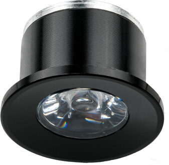 LED Veranda Spot Verlichting - Velvalux - 1W - Natuurlijk Wit 4000K - Inbouw - Dimbaar - Rond - Mat Zwart - Aluminium