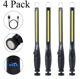 Led Verlichting Usb Oplaadbare Cob Verlichting Draagbare Magnetische Draadloze Inspectie Licht Voor Auto Reparatie, Thuisgebruik, workshop 4 pack