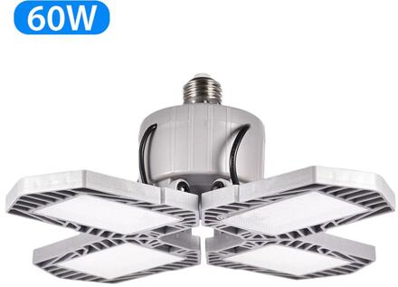 Led Vervormbare Garage Licht Lamp 60W E27 Super Heldere Plafondlamp 4 Verstelbare Panelen Magazijn Bar Werk Winkel Lamp 85-265V