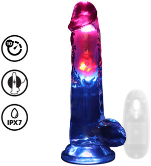 LED Vibrerende Rechte Penis met Ballen - 20 cm - Transparant