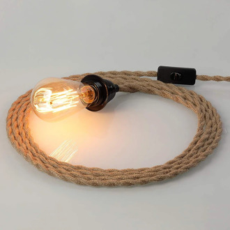 LED Vintage Rope Pendant Lamp AC85-265V E27 Socket Industrial Pendant Light Restaurant Bar DIY Bulb Lamp Holder