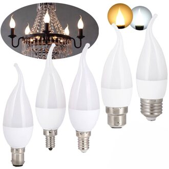 LED Vlam Kroonluchter Lamp 3W E12 E14 B22 E26 E27 Kaars 2835 SMD SMD Velas Decorativas Home Verlichting Vervangen 30W Halogeen Lampen Neutral wit / warm wit