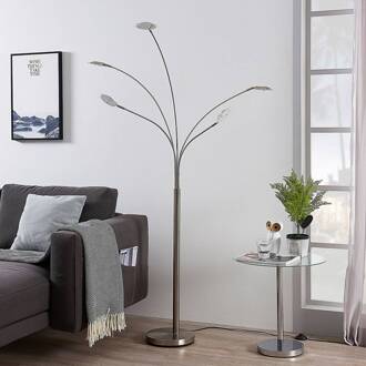 LED vloerlamp Anea, 179 cm, 5-lamps, nikkelkleurig mat nikkel, mat wit