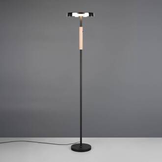 LED vloerlamp Celeste chroom/hout 160 cm glas/metaal Touchdim chroom, licht hout, zwart