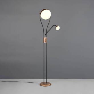 LED vloerlamp Chris, koffie, metaal, leeslamp, dimmer koffiebruin