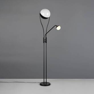 LED vloerlamp Chris, zwart, metaal, leeslamp, dimmer