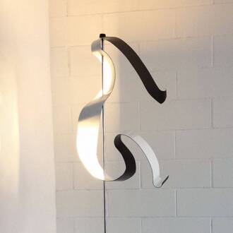 Led vloerlamp Curve met bladzilver mat zwart, bladzilver, chroom