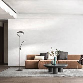 LED vloerlamp Davos, zwart, hoogte 180 cm, 2-lamps, CCT zandzwart