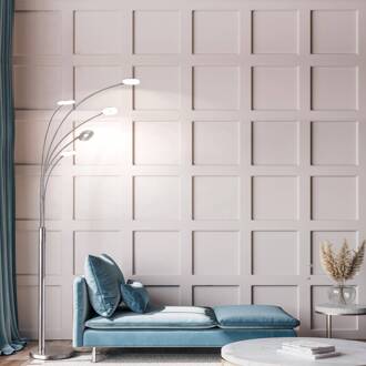 LED vloerlamp Dent, nikkel/chroom, 225 cm, metaal, CCT 5-lamps. nikkel mat, chroom