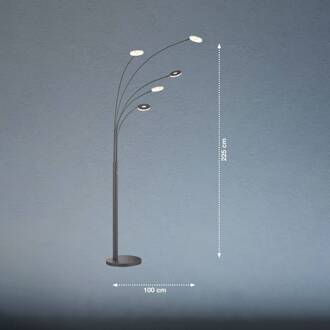 LED vloerlamp Dent, zwart, 225 cm, metaal, CCT, 5-lamps. zwart mat