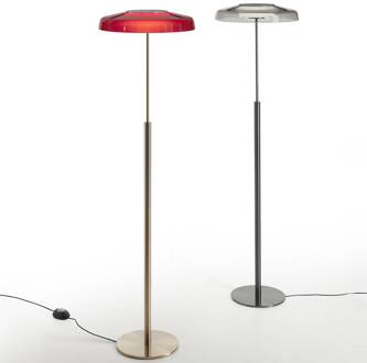 LED vloerlamp Dora, goudkleurig/rood, metaal, PMMA goud, rood