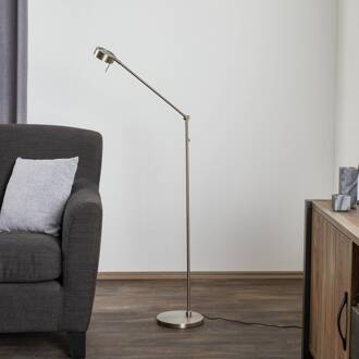 LED-vloerlamp Elegance met 3 scharnieren, nikkel alu / grijs / zink