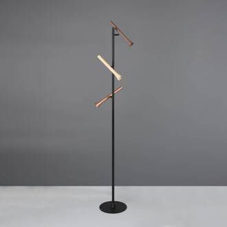 LED vloerlamp Fiato, 3-lamps, mat zwart, metaal, dimmer zwart, taupe, koffie