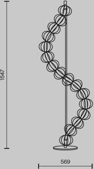 LED vloerlamp Golden Cage, hoogte 154 cm, metaal goud, zwart, wit