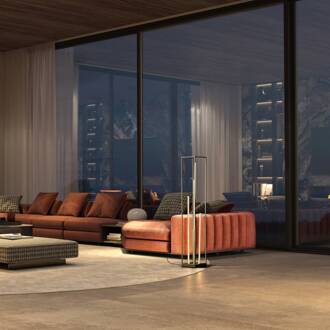 LED vloerlamp Grid, zwart/goud, metaal, CCT, dimbaar zwart, goud, wit