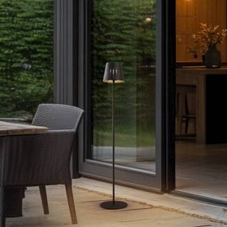 LED vloerlamp Hilario, zwart, ijzer, oplaadbare batterij
