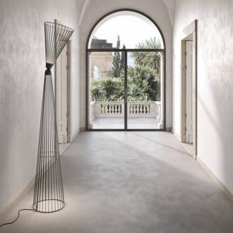 LED vloerlamp Ikonika, zwart, hoogte 180 cm, metaal zwart mat