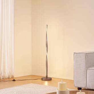 LED vloerlamp Jaren, zwart/bruin, 114 cm, CCT bruin, zwart