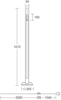LED vloerlamp Karl G, hout/graniet, leeslampje geolied eiken, graniet grijs, mat nikkel geborsteld