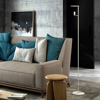 LED vloerlamp Kelly, verstelbare spot wit/nikkel wit, nikkel