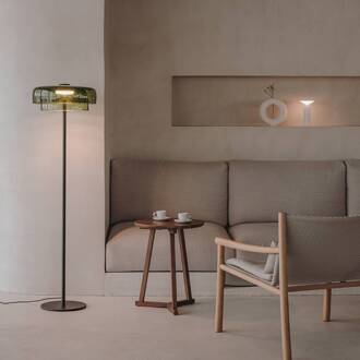 LED vloerlamp Levels, 2-laags, groen, glas, CCT groen-transparant, zwart