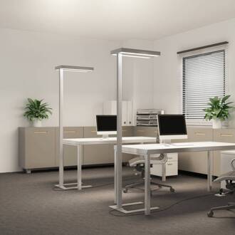 LED vloerlamp Logan Ultra, 4.000K, sensor, dimbaar zilver (RAL 9006)