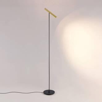 LED vloerlamp Meyjo F, zwart/goudkleurig, aluminium zwart, goud