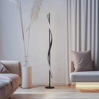 LED vloerlamp Munja, zwart, metaal, dimbaar zandzwart