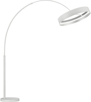 LED Vloerlamp - Musterring Loop - 1 Lichtpunt van 32 Watt - Dimbaar - Aanpasbare Lichtkleur - Geheugenfunctie - Nachtlamp - Voetschakelaar - Mat Wit - Metaal Zeer Warm Wit;Helder/Koud wit;Warm wit;Natuurlijk wit