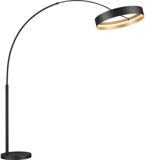 LED Vloerlamp - Musterring Loop - 1 Lichtpunt van 32 Watt - Dimbaar - Aanpasbare Lichtkleur - Geheugenfunctie - Nachtlamp - Voetschakelaar - Zwart/Goud - Metaal Zeer Warm Wit;Helder/Koud wit;Warm wit;Natuurlijk wit