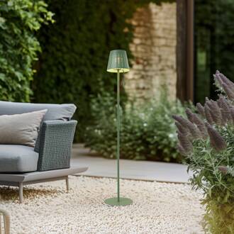 LED vloerlamp op zonne-energie Hilario, groen, ijzer, oplaadbare saliegroen