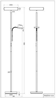 LED vloerlamp Palermo, nikkel mat, afstandsbediening, geheugen