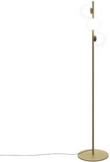 LED vloerlamp Perlina, hoogte 170 cm, goudkleurig goud mat, opaal